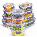 JoyJolt 24pc Borosilicate Glass Storage Containers with Lids | 12 Airtight/Freezer Safe Food Storage Containers for Pantry and Kitchen | Meal Prep Container for Lunch | Glass Tupperware Set