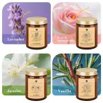 WarmEmbrace Lavender Candles, 4-Pack Scented Candle Set for Women, 7.6 oz Natural Organic Soy Wax in Glass Jar, 160 Hours Long-Lasting Burn, Perfect for Mother's Day, Birthday Gifting (4 Fragrance)