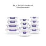 JoyJolt 24pc Borosilicate Glass Storage Containers with Lids | 12 Airtight/Freezer Safe Food Storage Containers for Pantry and Kitchen | Meal Prep Container for Lunch | Glass Tupperware Set