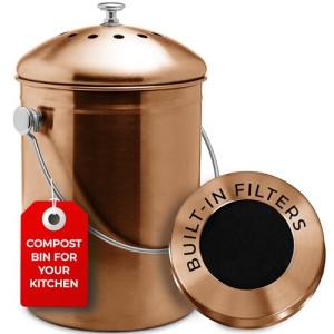 EPICA Countertop Compost Bin Kitchen | 1.3 Gallon | Odorless Composting Bin with Carbon Filters | Indoor Compost Bin with Lid | Stainless Steel Kitchen Composter for Food Scraps & Waste Recycling