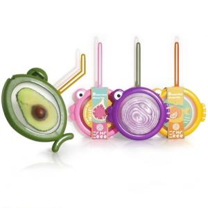 Erehere 4-Piece Airtight Food Storage Containers Set – Avocado Saver, Onion Keeper, Silicone Kitchen Organizers for Fridge, Reusable & Leak-Proof to Lock in Freshness