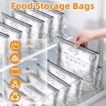 30PCS Reusable Aluminum Foil Sealable Storage Bags, 2025 New Resealable Vacuum Zipper Pouches for Food, Stand Up Foil Sealable Bags with Label and Zip Lock for Vegetable Fruit Meat (3 Size)
