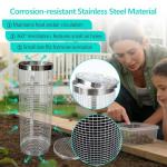 2 Pack Underground Worm Composting Bin with Gardening Gloves - Small Round Metal Stainless Steel Composter for Family Garden, Outdoor Compost Bins (2)