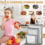 30PCS Reusable Aluminum Foil Sealable Storage Bags, 2025 New Resealable Vacuum Zipper Pouches for Food, Stand Up Foil Sealable Bags with Label and Zip Lock for Vegetable Fruit Meat (3 Size)