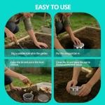 2 Pack Underground Worm Composting Bin with Gardening Gloves - Small Round Metal Stainless Steel Composter for Family Garden, Outdoor Compost Bins (2)