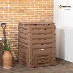 Outsunny Garden Compost Bin, 120 Gallon (450L) Garden Composter, BPA Free, with 80 Vents and 2 Sliding Doors, Lightweight & Sturdy, Fast Creation of Fertile Soil, Brown