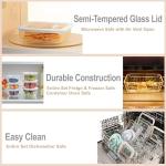 Urban Green Glass Food Container Set with Glass Lid, 5 Pack, Meal Prep Containers with Silicone Framed Airtight Lid, Leakproof, 100% Plastic Free