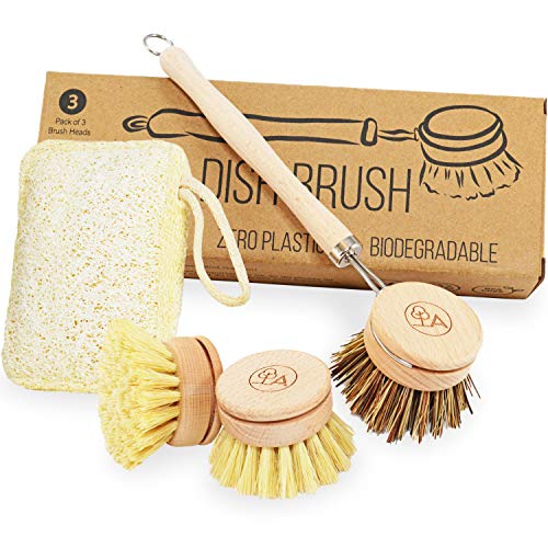 Eco-Friendly Wooden Dish Brush & Sponge Set