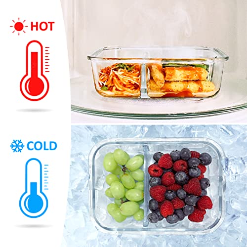 EcoPreps Bamboo-Lid Glass Meal Prep Containers - 3 Pack