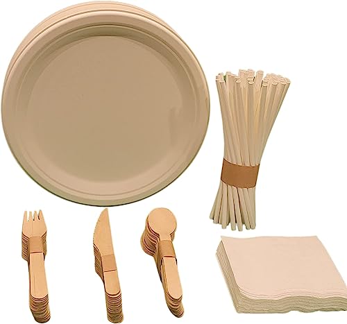 Eco-Friendly Wheat Straw Reusable Plates Set - 8pcs