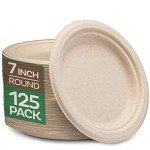 Compostable 7-Inch Heavy-Duty Paper Plates (125-Pack)