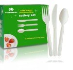 Eco-Friendly 7" Compostable Cutlery Set - 150 Count