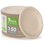 Ecovita Compostable 9” Paper Plates – 150 Pack