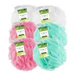 Eco-Friendly Exfoliating Shower Loofah Pouf - 6 Pack