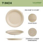 125 Eco-Friendly 7" Compostable Sugarcane Plates