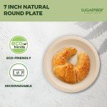 125 Eco-Friendly 7" Compostable Sugarcane Plates