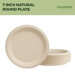 125 Eco-Friendly 7" Compostable Sugarcane Plates