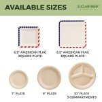 125 Eco-Friendly 7" Compostable Sugarcane Plates