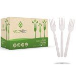 Ecovita 100% Compostable Large Disposable Forks - 500 Count