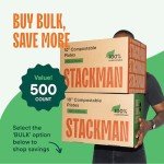 Compostable Heavy-Duty 10-Inch Paper Plates, 125-Pack