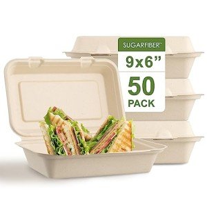 Eco-Friendly Clamshell Containers for Takeout (50 Count)