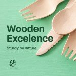 Eco-Friendly Disposable Wooden Cutlery Set, 300 Pieces