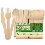 200-Piece Eco-Friendly Wooden Utensil Set