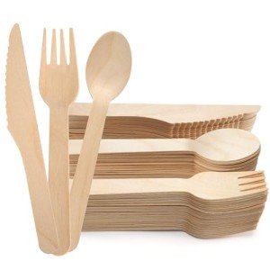 200-Piece Eco-Friendly Wooden Utensil Set