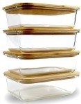 Eco-Friendly Glass Containers with Bamboo Lids (4 Pack)