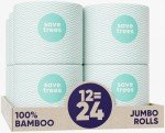 Eco-Friendly Bamboo Toilet Paper - 12 Rolls
