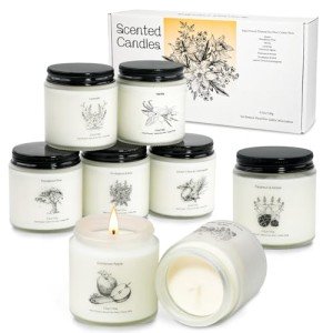 8 Pack Natural Soy Scented Candles Set