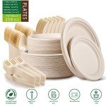 Biodegradable Paper Plates and Cutlery Set for 50