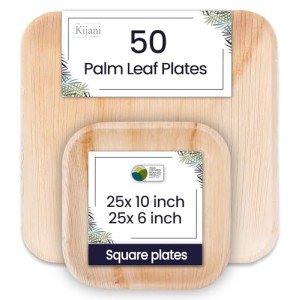 Eco-Friendly Kijani Palm Leaf Plates - 50 Pack