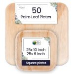 Eco-Friendly Kijani Palm Leaf Plates - 50 Pack