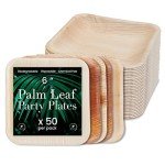 Compostable 6-Inch Square Palm Leaf Plates