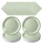 Eco-Friendly Sage Green Paper Plates and Napkins