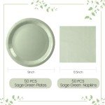 Eco-Friendly Sage Green Paper Plates and Napkins