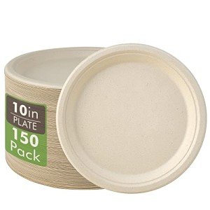150 Pack Eco-Friendly Compostable Paper Plates