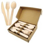 Eco-Friendly Wooden Cutlery Set - 100 Count
