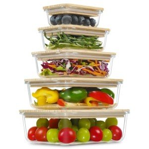 Eco-Friendly Glass Meal Prep Containers with Bamboo Lids