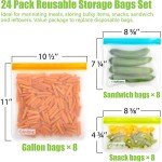Qinline Eco-Friendly Reusable Food Storage Bags 24-Pack