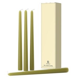 Olive Green Dripless Taper Candles - Set of 4