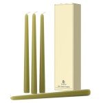 Olive Green Dripless Taper Candles - Set of 4
