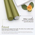 Olive Green Dripless Taper Candles - Set of 4