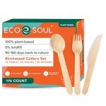 Eco Soul 100% Compostable Wooden Cutlery Set