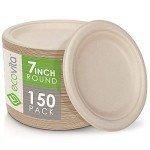 Ecovita Compostable 7-Inch Paper Plates – 150 Pack