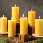 6 Pack Organic Beeswax Pillar Candles - 210 Hours