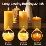 6 Pack Organic Beeswax Pillar Candles - 210 Hours