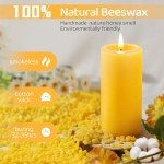 6 Pack Organic Beeswax Pillar Candles - 210 Hours