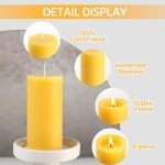 6 Pack Organic Beeswax Pillar Candles - 210 Hours